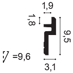 Карниз С394 д 200 x в 3,1 x ш 9,5 см