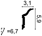 Карниз СX141 д 200 x в 5,9 x ш 3,1 см