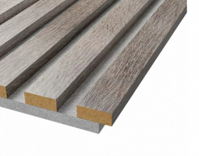 Акустическая панель, серый войлок, 2750х600х19мм, рейки МДФ дуб дымчатый