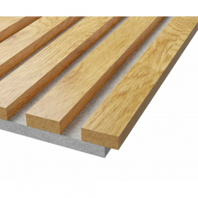 Акустическая панель, серый войлок, 2750х600х19мм, рейки МДФ дуб медный