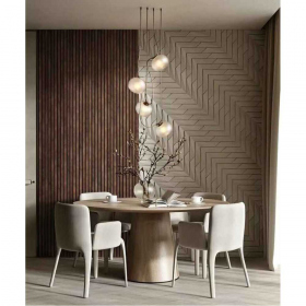 Акустическая панель, черный войлок, 1200х600х19мм, рейки МДФ дуб барон темный