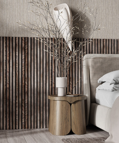 Акустическая панель, черный войлок, 1200х600х19мм, рейки МДФ дуб дымчатый