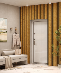 Акустическая панель, черный войлок, 1200х600х19мм, рейки МДФ дуб медный