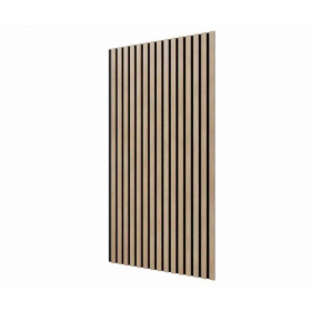 Акустическая панель, черный войлок, 1200х600х19мм, рейки МДФ ясень тирамису