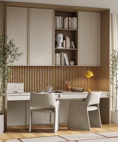 Акустическая панель, черный войлок, 2750х600х19мм, рейки МДФ дуб медный