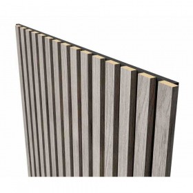 Акустическая панель, черный войлок, 2750х600х19мм, рейки МДФ дуб старинный светло-серый