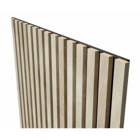 Акустическая панель, черный войлок, 2750х600х19мм, рейки МДФ ясень кристалл