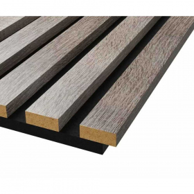 Акустическая панель, черный войлок, 600х600х19мм, рейки МДФ дуб дымчатый