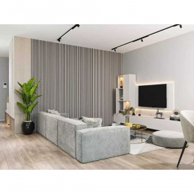 Акустическая панель, черный войлок, 600х600х19мм, рейки МДФ дуб дымчатый