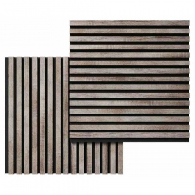 Акустическая панель, черный войлок, 600х600х19мм, рейки МДФ дуб дымчатый