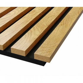 Акустическая панель, черный войлок, 600х600х19мм, рейки МДФ дуб медный