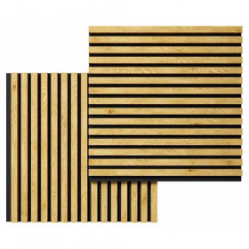 Акустическая панель, черный войлок, 600х600х19мм, рейки МДФ дуб медный