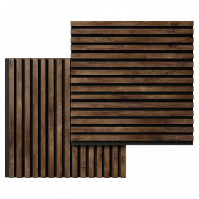 Акустическая панель, черный войлок, 600х600х19мм, рейки МДФ дуб старинный натуральный