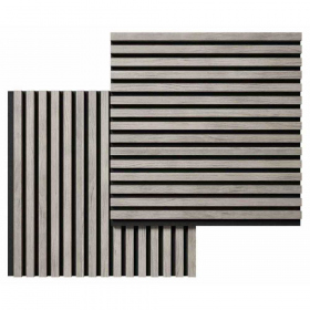 Акустическая панель, черный войлок, 600х600х19мм, рейки МДФ дуб старинный светло-серый