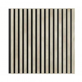 Акустическая панель, черный войлок, 600х600х19мм, рейки МДФ ясень кристалл