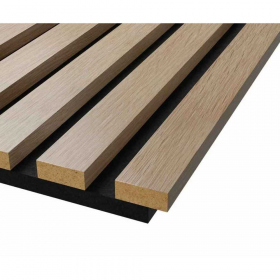 Акустическая панель, черный войлок, 600х600х19мм, рейки МДФ ясень тирамису