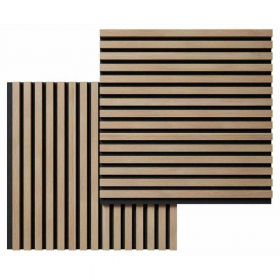 Акустическая панель, черный войлок, 600х600х19мм, рейки МДФ ясень тирамису