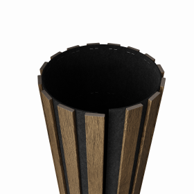 Гибкая акустическая панель, черный войлок, 1200х600х9мм, рейки МДФ 25*6 мм,дуб муссон