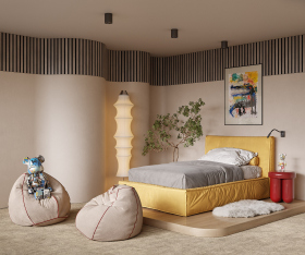 Гибкая акустическая панель, черный войлок, 1200х600х9мм, рейки МДФ 40*6 мм,дуб кремовый