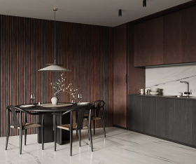 Гибкая акустическая панель, черный войлок, 2750х600х9мм, рейки МДФ 25*6 мм,дуб окленд