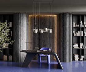 Гибкая акустическая панель, черный войлок, 2750х600х9мм, рейки МДФ 40*6 мм,бетон