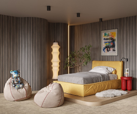 Гибкая акустическая панель, черный войлок, 2750х600х9мм, рейки МДФ 40*6 мм,дуб кремовый