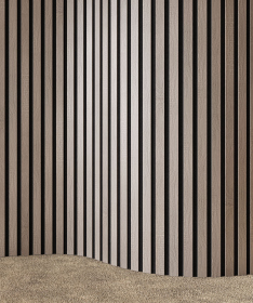 Гибкая акустическая панель, черный войлок, 2750х600х9мм, рейки МДФ 40*6 мм,дуб кремовый