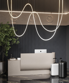 Акустическая панель, черный войлок, 2750х600х21мм, рейки МДФ, шпон дуб антрацит темно-серый