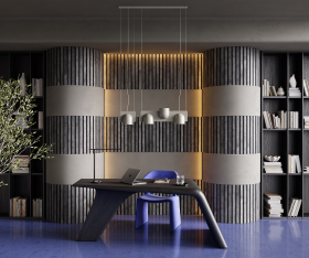 Гибкая акустическая панель, черный войлок, 1200х600х9мм, рейки МДФ 25*6 мм,бетон