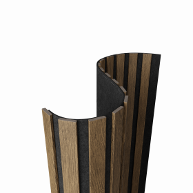 Гибкая акустическая панель, черный войлок, 1200х600х9мм, рейки МДФ 25*6 мм,дуб муссон