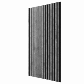 Гибкая акустическая панель, черный войлок, 1200х600х9мм, рейки МДФ 25*6 мм,бетон