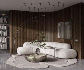 Гибкая акустическая панель, черный войлок, 1200х600х9мм, рейки МДФ 25*6 мм,дуб муссон