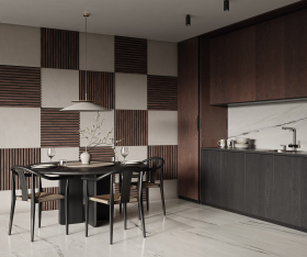 Гибкая акустическая панель, черный войлок, 1200х600х9мм, рейки МДФ 25*6 мм,дуб окленд