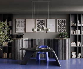 Гибкая акустическая панель, черный войлок, 2750х600х9мм, рейки МДФ 25*6 мм,бетон