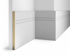 Плинтус МДФ под покраску AP27, белый, 230x16x2400 мм